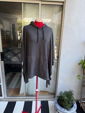 Charcoal Gray Hooded Poncho Sweatshirt